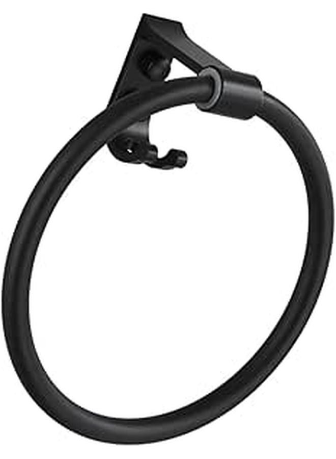 Wall Mounted Rustproof Aluminum Towel Ring Hook No Drilling Bathroom Kitchen Towel Rack Holder Black - Image 1