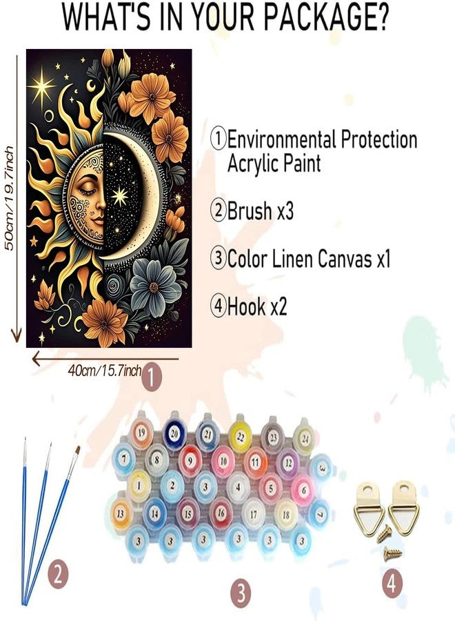 MBNTJHT DIY Paint by Numbers Kit for Adults,Unframed Sun and Moon Paint by Number Kits for Beginners,Easy Digital Oil Painting Art Crafts for Home Wall Decor 16X20 Inch. - Image 2