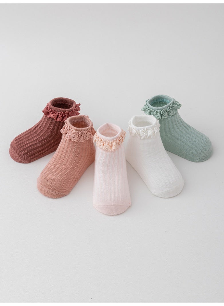 Toddler Girls Anti Slip Socks - Non Skid Frilly Ruffle Design with Grips for Baby 0-3 Years (8 pairs) - Image 5