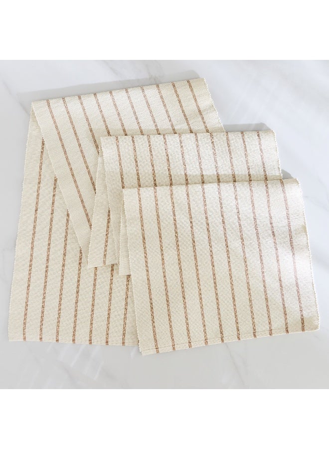 Home Box Ribbed Table Runner - Cream and Beige Stripes - Image 3