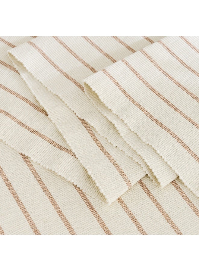 Home Box Ribbed Table Runner - Cream and Beige Stripes - Image 4