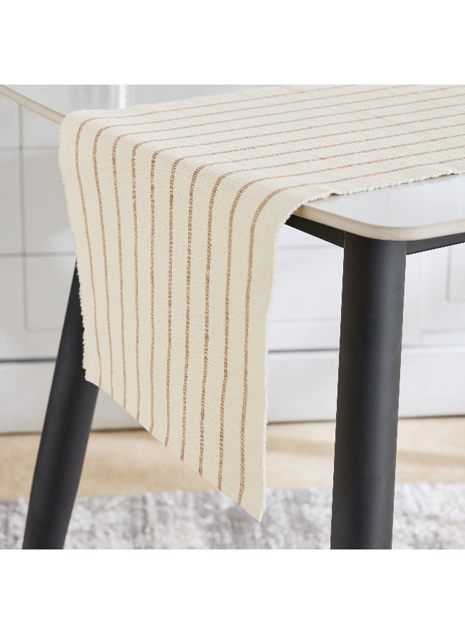 Home Box Ribbed Table Runner - Cream and Beige Stripes - Image 2