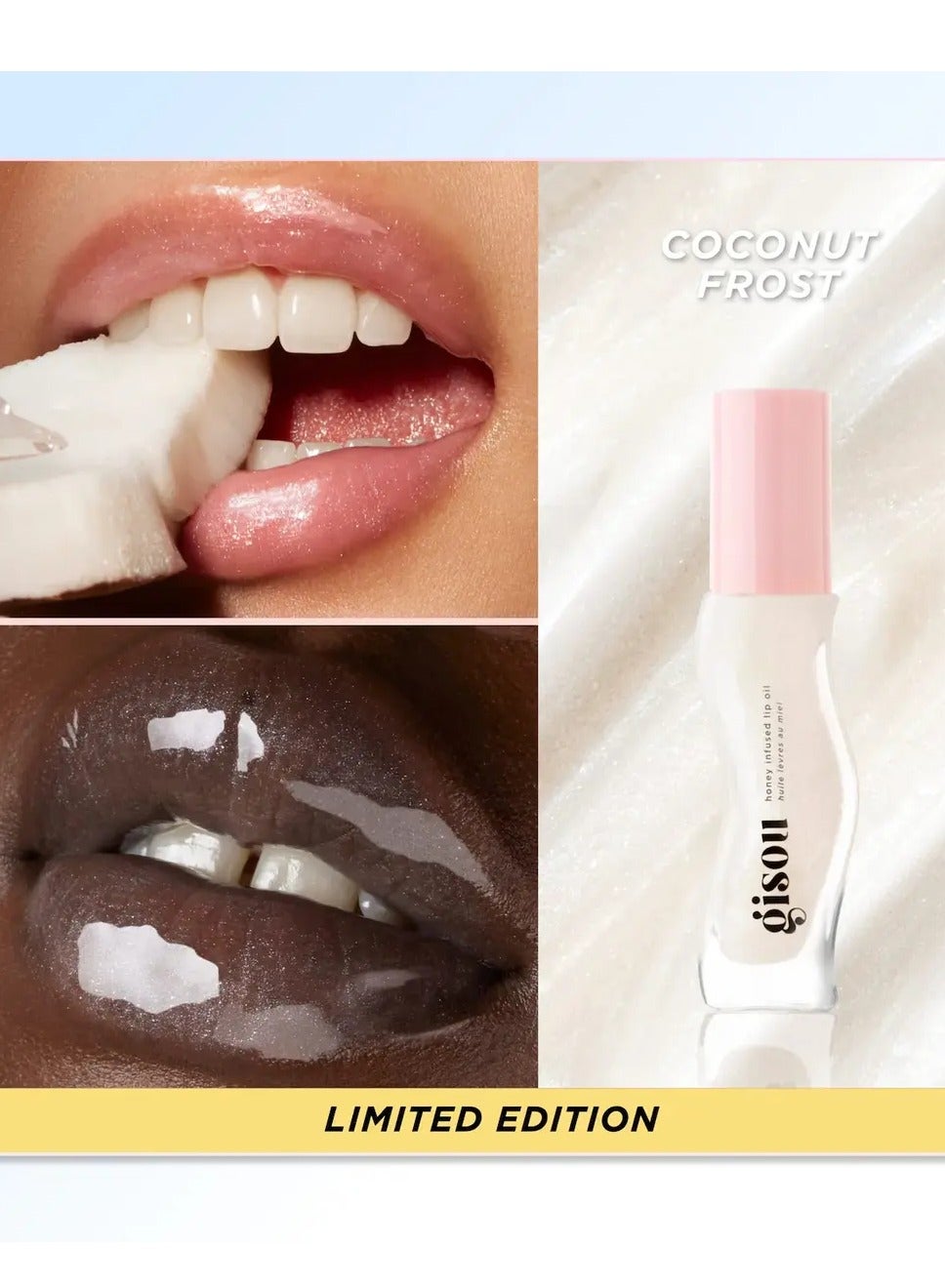 Gisou Honey Infused Lip Oil - Coconut Frost, 8Ml
