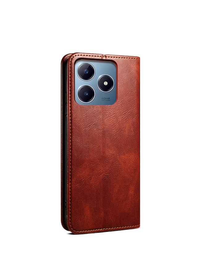 اس-توب جراب لهاتف Realme C63 / C61 جراب هاتف جلدي من الشمع الزيتي وملمس الحصان المجنون - Image 3