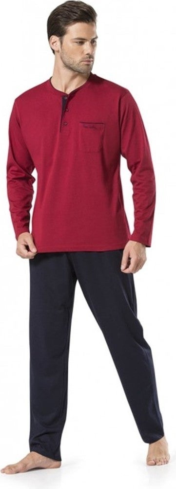 pierre cardin 5560 Men's Dowery Five Frock Pajamas Set - Claret Red  - Image 2