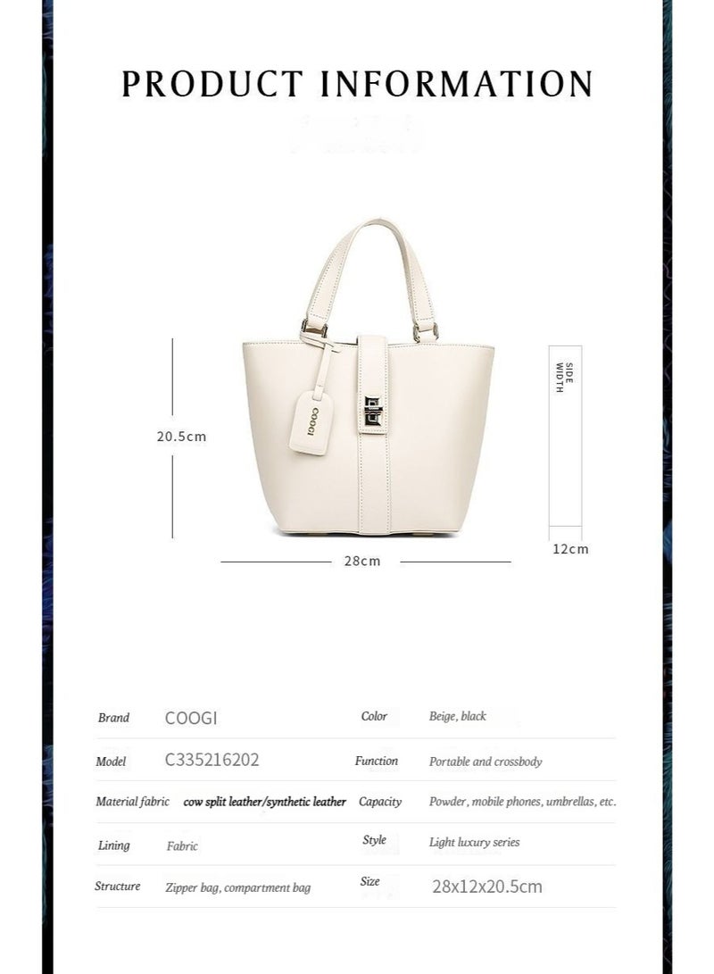 COOGI Women's Bag New Leather Large Capacity Fashionable Commuter Light Luxury Handbag Tote Bag - Image 4