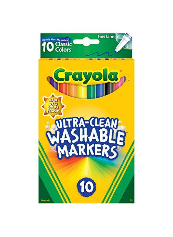 Crayola Ultraclean Washable Markers Fine Line Multicolor 10 Count - Image 1