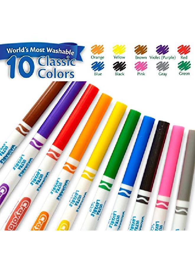 Crayola Ultraclean Washable Markers Fine Line Multicolor 10 Count - Image 4