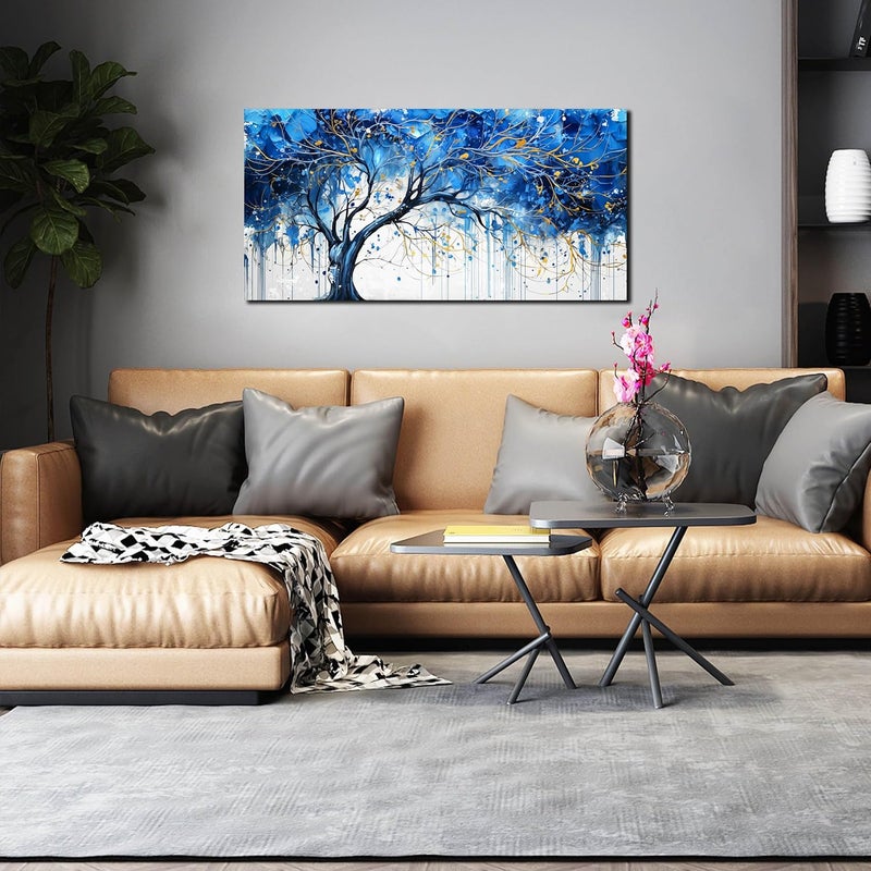 CGXART Modern Blue Tree Canvas Wall Art - Image 3