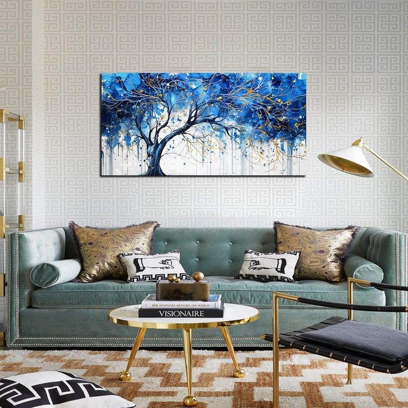 CGXART Modern Blue Tree Canvas Wall Art - Image 2