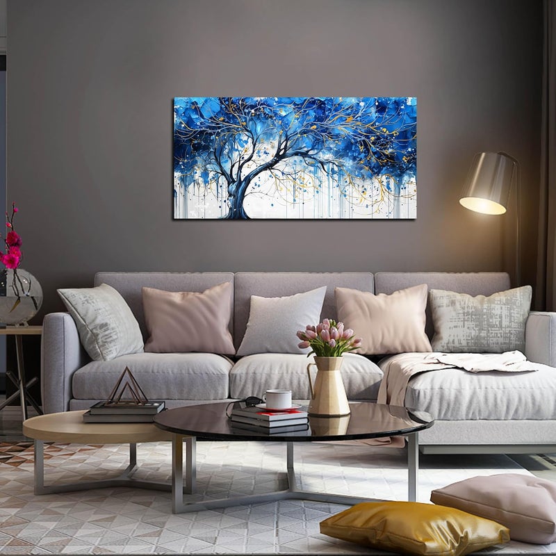 CGXART Modern Blue Tree Canvas Wall Art - Image 4