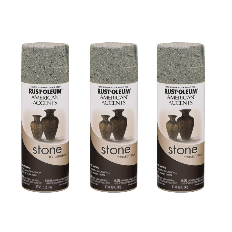 Rust-Oleum 7992830-3PK Stone Creations Spray Paint, 12 oz, Gray Stone, 3 Pack - Image 1
