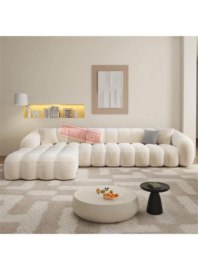 Comfynest Plush Fabric Marshmallow Sofa Set – Overstuffed Comfort with Versatile Color and Size Options (Beige, L Shape sofa Only) - Image 3