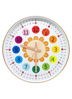 ماركة غير محددة Learning Clock for Kids Telling Time Teaching Clock Kids Room Wall Decor Silent Non Ticking Analog Battery Operated Learning Clock for Kids Room Bedrooms Playroom School  - Image 1