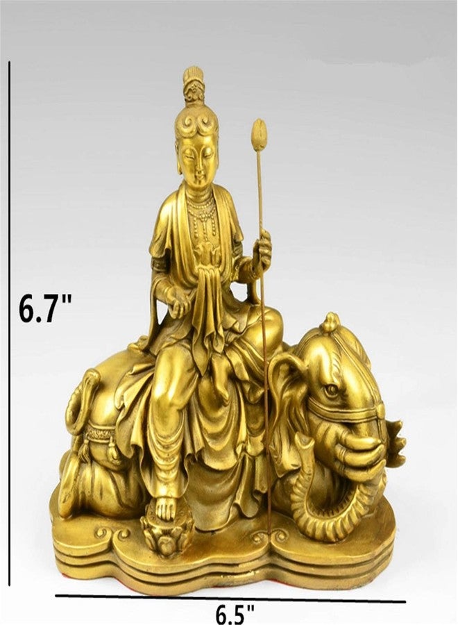 Zzooi Copper Samantabhadra Bodhisattva Statue Coppery Puxian Pusa Statue Feng,Shui Decor - Image 2
