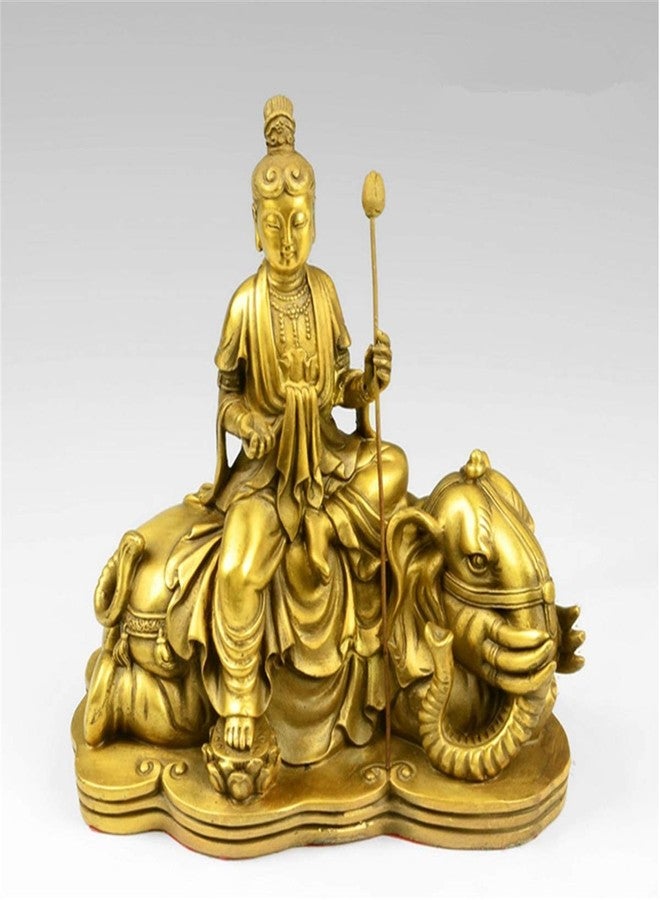 Zzooi Copper Samantabhadra Bodhisattva Statue Coppery Puxian Pusa Statue Feng,Shui Decor - Image 1