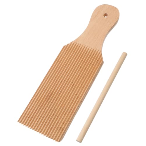 FELTECHELECTR 1 Set Pasta Plate Wood Butter Pasta Board Wooden Rolling Pin Gnocchi Board Set Noodles Butter Board Gnocchi Board Paddle Household Rolling Rod Wooden Rolling Pole Pasta Making Tool - Image 1
