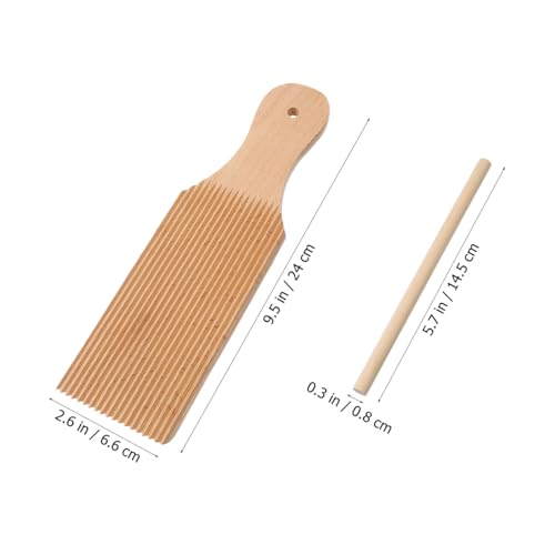 FELTECHELECTR 1 Set Pasta Plate Wood Butter Pasta Board Wooden Rolling Pin Gnocchi Board Set Noodles Butter Board Gnocchi Board Paddle Household Rolling Rod Wooden Rolling Pole Pasta Making Tool - Image 2