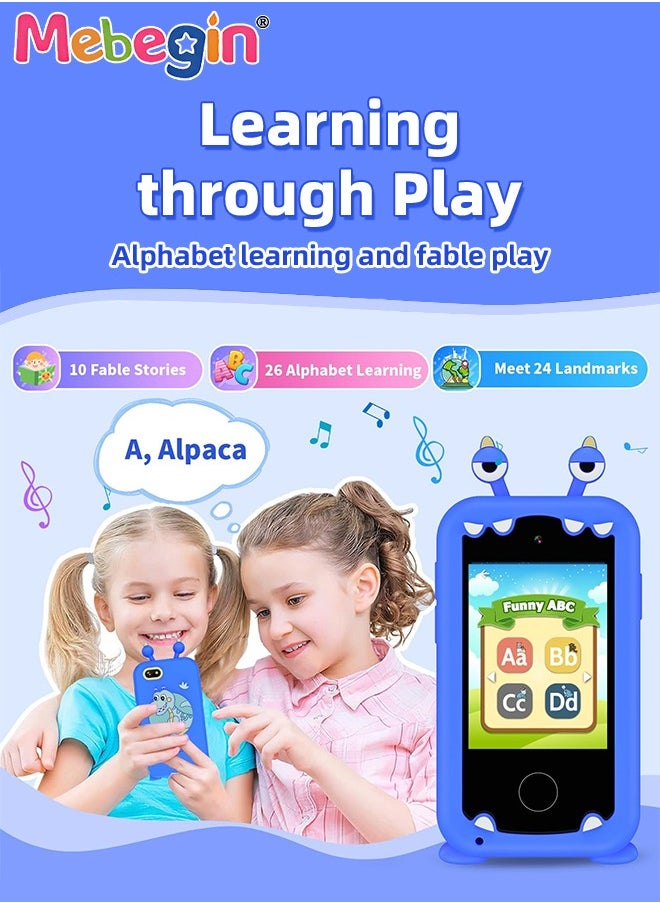 MEBEGIN 2.8 Inch Kids Educational Smartphone with 8GB SD Card Lanyard, Multi-functional Toddler Phone, with Dual Camera, Game, Music Player, Travel Toy Preschool Learning Toy for Kids Birthday Gift Aged 3+  - Image 4