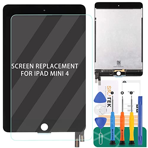 SRJTEK for iPad Mini 4 2015 LCD Screen Replacement 7.9" for iPad Mini 4 A1538 A1550 Display Touch Digitizer Screen Assembly Repair Parts Kits Black (Without Home Button) - Image 1