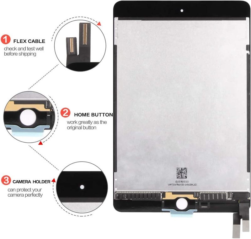 SRJTEK for iPad Mini 4 2015 LCD Screen Replacement 7.9" for iPad Mini 4 A1538 A1550 Display Touch Digitizer Screen Assembly Repair Parts Kits Black (Without Home Button) - Image 2