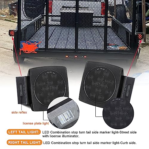 Jamarco Square LED Trailer Tail Lights - 12V Smoked Red Submersible Stop Turn Signal Lights for Utility Camper Truck RV Marine Snowmobile - Left and Right - Image 4