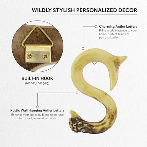 Pine Ridge Personalized Name Art 6" Antler Letter S Home Decor - 3D Western Decorative Hanging Wall Letters Decorations Deer Antler Monogram Hunting Sign Design - Unique Gift Ideas - Image 2