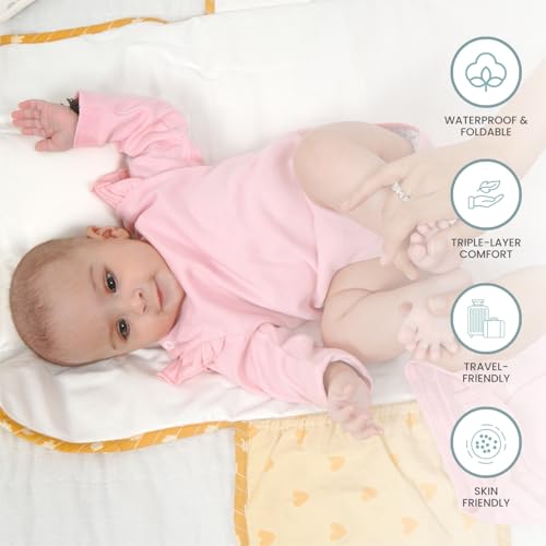 Tidy Sleep Baby Portable Diaper Changing Mat – Waterproof, Foldable Travel Mat with Storage Pockets & Soft Padding Pillow–Easy-to-Carry Changing Station Organizer for Newborns & Toddlers (Mom & Me Green Flower) - Image 2