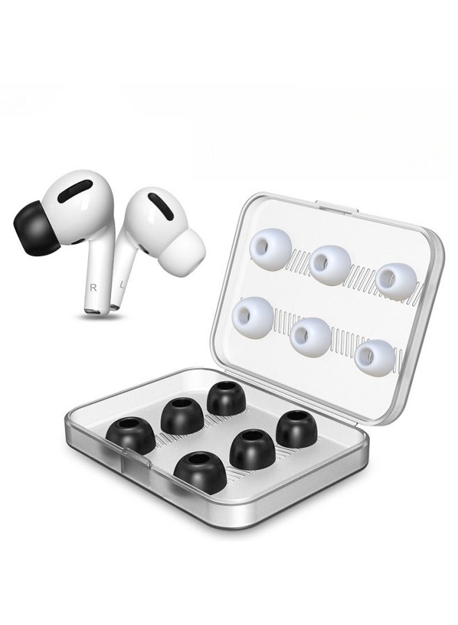 12 سماعة أذن بديلة AirPods Pro، 3 أزواج من سماعات الأذن البديلة المصنوعة من السيليكون الأبيض، 3 أزواج من سماعات الأذن البديلة المصنوعة من الإسفنج الأسود الميموري فوم، حقيبة حمل مرفقة - Image 1