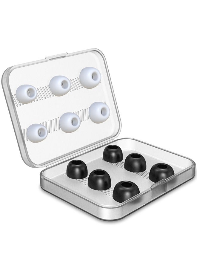 12 سماعة أذن بديلة AirPods Pro، 3 أزواج من سماعات الأذن البديلة المصنوعة من السيليكون الأبيض، 3 أزواج من سماعات الأذن البديلة المصنوعة من الإسفنج الأسود الميموري فوم، حقيبة حمل مرفقة - Image 2