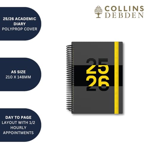 Collins 'Delta' 14 Month Mid/Academic Year Planner, July 2025-August 2026 Day-to-Page Appointments Diary, A5 Wiro Bound Cover, Blue - Image 3