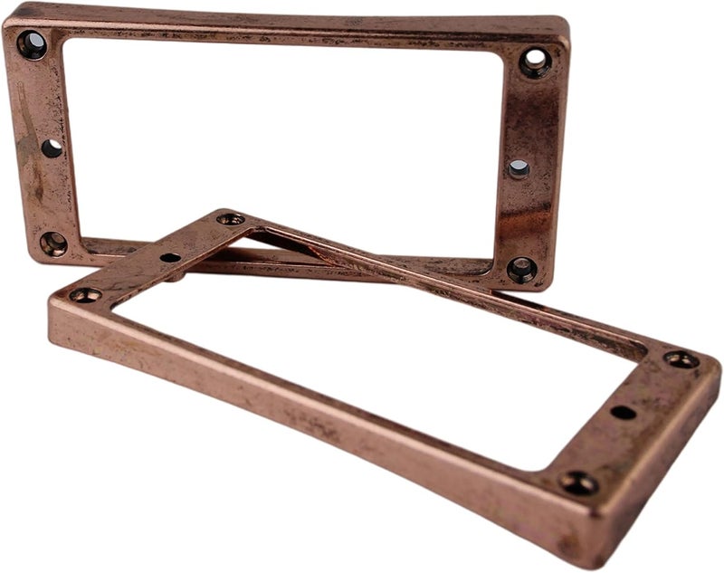 guyker Curved Bottom Metal Humbucker Pickup Mounting Ring Set - Bridge and Neck Pickups Cover Frame Replacement Compatible with Les Paul LP Style Electric Guitar(2PCS, bronze) - Image 3