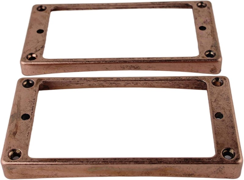 guyker Curved Bottom Metal Humbucker Pickup Mounting Ring Set - Bridge and Neck Pickups Cover Frame Replacement Compatible with Les Paul LP Style Electric Guitar(2PCS, bronze) - Image 1