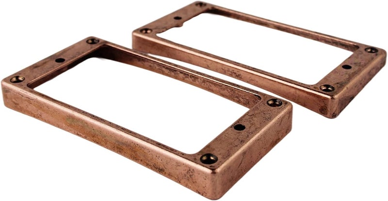 guyker Curved Bottom Metal Humbucker Pickup Mounting Ring Set - Bridge and Neck Pickups Cover Frame Replacement Compatible with Les Paul LP Style Electric Guitar(2PCS, bronze) - Image 2