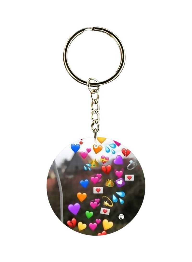 Double Sided Hearts Printed Keychain