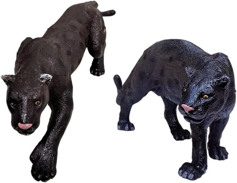 klarako Simulation Animal Model, Party Favors, Mini Jungle Decor Toy, Wild Doll Gift Zoo Panther Collection, Leopard, for Home Desktop Kids Toddlers  Two Pieces - Image 1