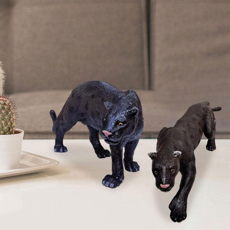 klarako Simulation Animal Model, Party Favors, Mini Jungle Decor Toy, Wild Doll Gift Zoo Panther Collection, Leopard, for Home Desktop Kids Toddlers  Two Pieces - Image 4