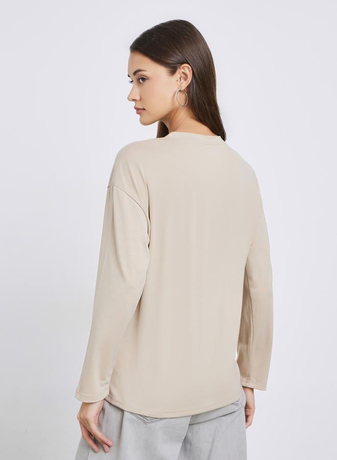 ستايلي تيشيرت سادة واسع بجيب امامي - Image 4