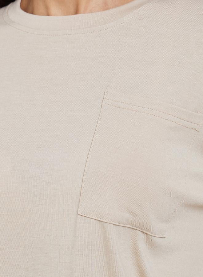 ستايلي تيشيرت سادة واسع بجيب امامي - Image 3