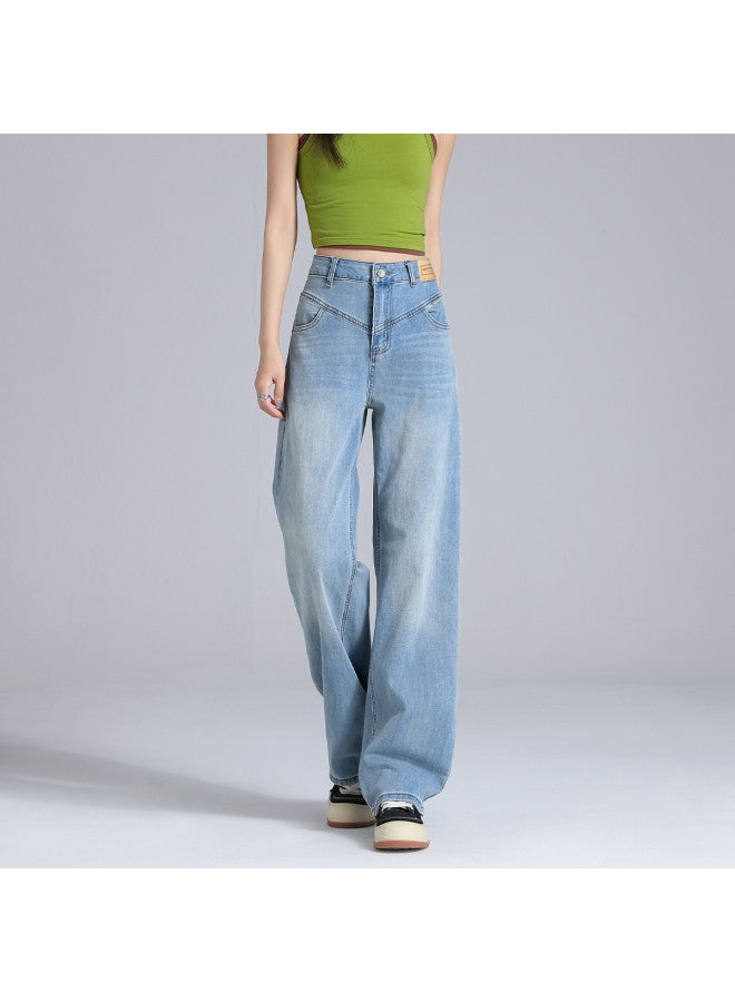 EPTISON Washed Vintage Jeans For Women, Autumn High-Waisted Slimming Versatile Fashion Wide-Leg Pants - Image 3
