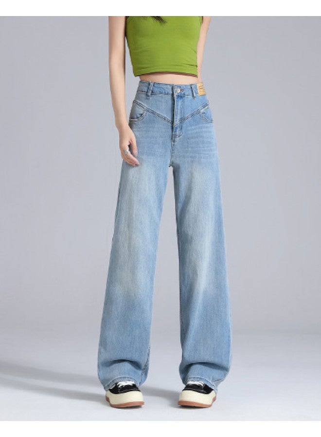 EPTISON Washed Vintage Jeans For Women, Autumn High-Waisted Slimming Versatile Fashion Wide-Leg Pants - Image 1