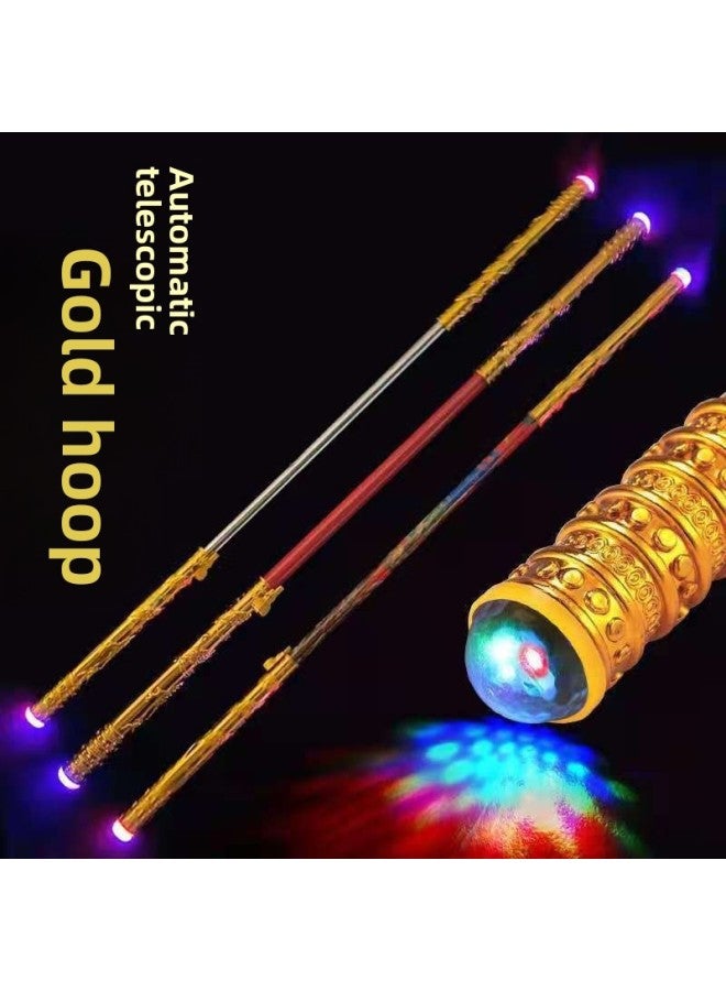 Retractable Golden Hoop Stick Manufacturer Straight Hair Button Catapult Luminous Golden Hoop Stick Sun Wukong Toy Stall Scenic Spot-Color:Full Body Luminous Golden Hoop Stick ]  - Image 2