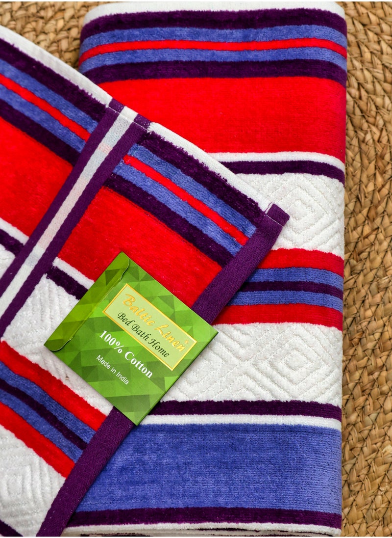 Baltic Linen Multi Color Stripes Towel 70x140 Cm 100% Cotton Yarn Dyed Bath Towel - Super Absorbent, Antibacterial, 500 GSM Terry  - Image 3
