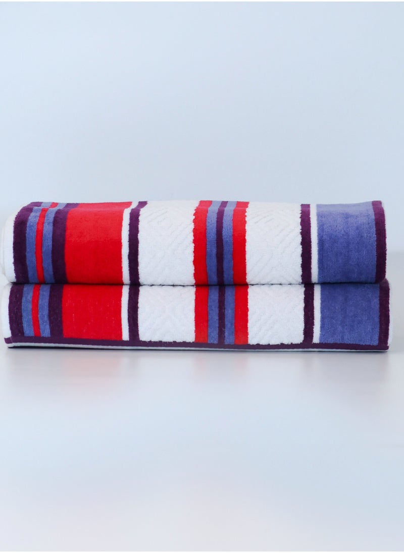 Baltic Linen Multi Color Stripes Towel 70x140 Cm 100% Cotton Yarn Dyed Bath Towel - Super Absorbent, Antibacterial, 500 GSM Terry  - Image 1