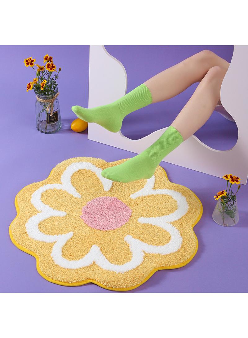 85*85cm  Imitation cashmere floor mat, floral bathroom, water absorbing and non slip mat, living room, children's room, non slip carpet - Image 2