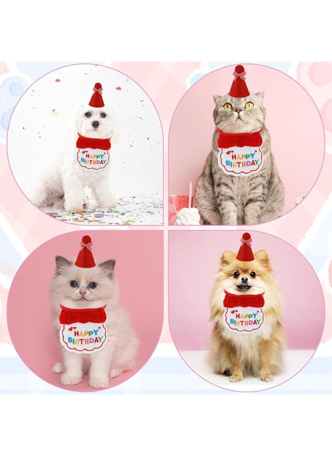 rocooart Dog and Cat Birthday Hat and Belt Set, Cute Pet Birthday Party Supplies Decoration Kit, Embroidered Birthday Gift for Girls Boys Kittens Red  - Image 4