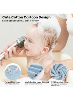 softan Softan 2 Pack Baby Hooded Towels, Premium Soft Cotton Baby Bath Towels with Hood, Extra Thick and Super Absorbent, Essential for Newborns, Infants and Toddlers (Blue Elephant & White Unicorn)  - Image 2