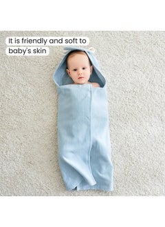 softan Softan 2 Pack Baby Hooded Towels, Premium Soft Cotton Baby Bath Towels with Hood, Extra Thick and Super Absorbent, Essential for Newborns, Infants and Toddlers (Blue Elephant & White Unicorn)  - Image 5