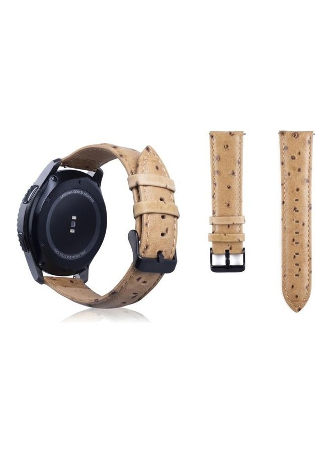 NIBEMINENT Ostrich Skin Texture Genuine Leather Wrist Watch Band for Samsung Gear S3 22mm Brown - Image 1