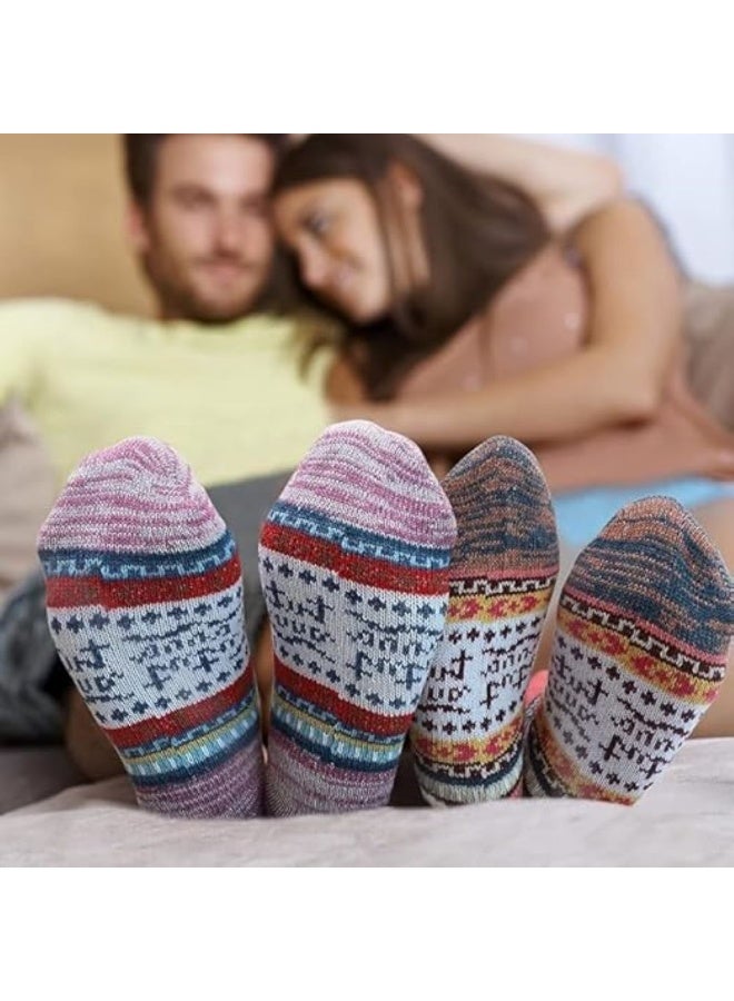 HZYH 5 Pairs Wool Socks for Women, Thick Knit Warm Winter Socks, Soft Cozy Vintage Crew Socks, Breathable Wool Blend, One Size Fits Most, Christmas Gift for  Ladies - Image 2